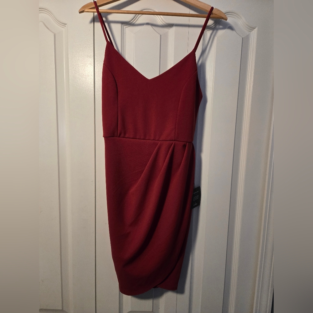 Lulu's Deep Red Draped Mini Dress